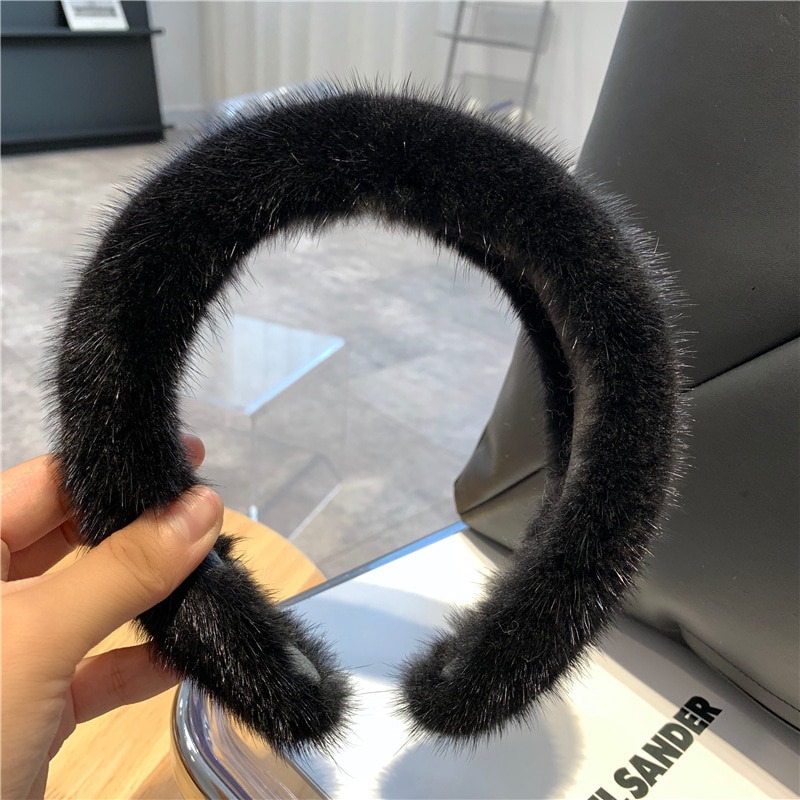 Serre-tête de luxe véritable fourrure de vison – Image 4