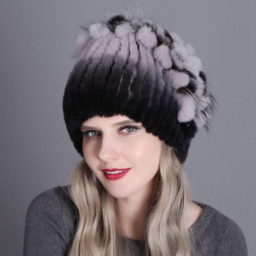 Bonnet élégant en fourrure de lapin rex – Image 3
