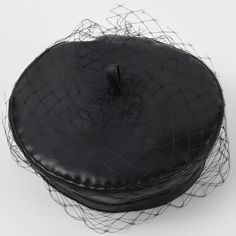 Béret en cuir PU à maille pour femme – Image 3
