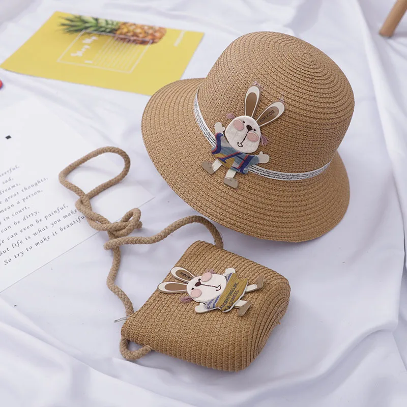 Chapeau de paille enfant et sac à main lapin