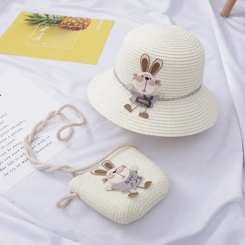 Chapeau de paille enfant et sac à main lapin – Image 3