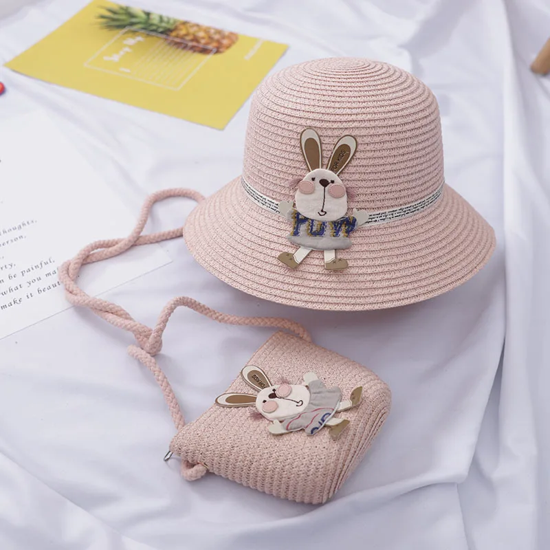 Chapeau de paille enfant et sac à main lapin – Image 2