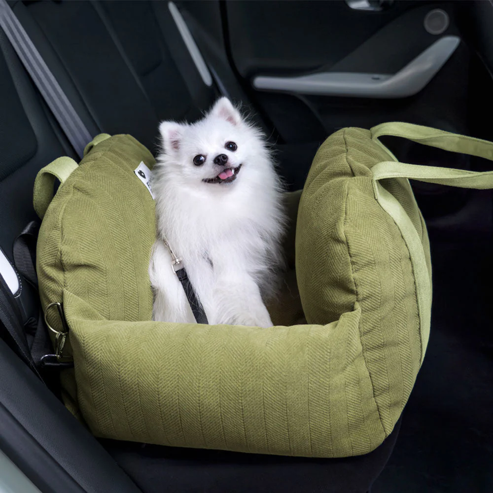 Siège de voiture sécuritaire pour chien à chevrons – Image 2