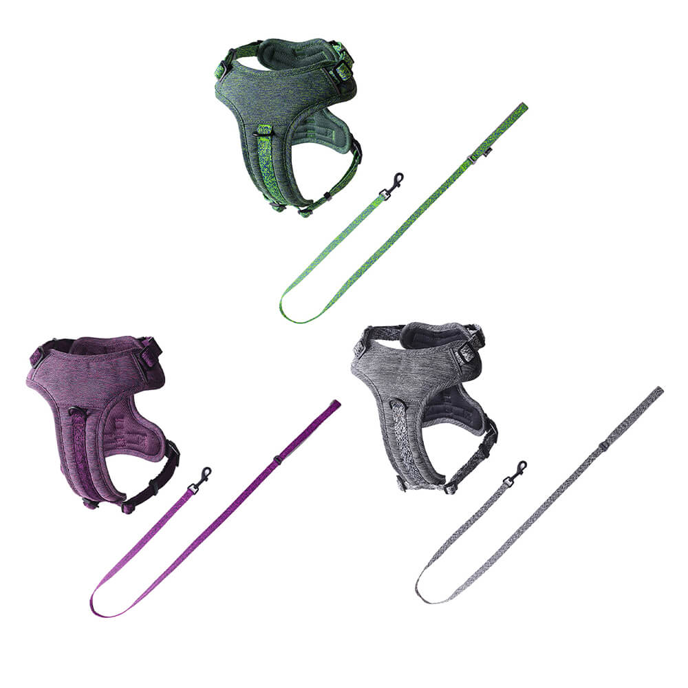 Harnais pour chien anti-traction en tissu recyclé éco-responsable et laisse – Image 4