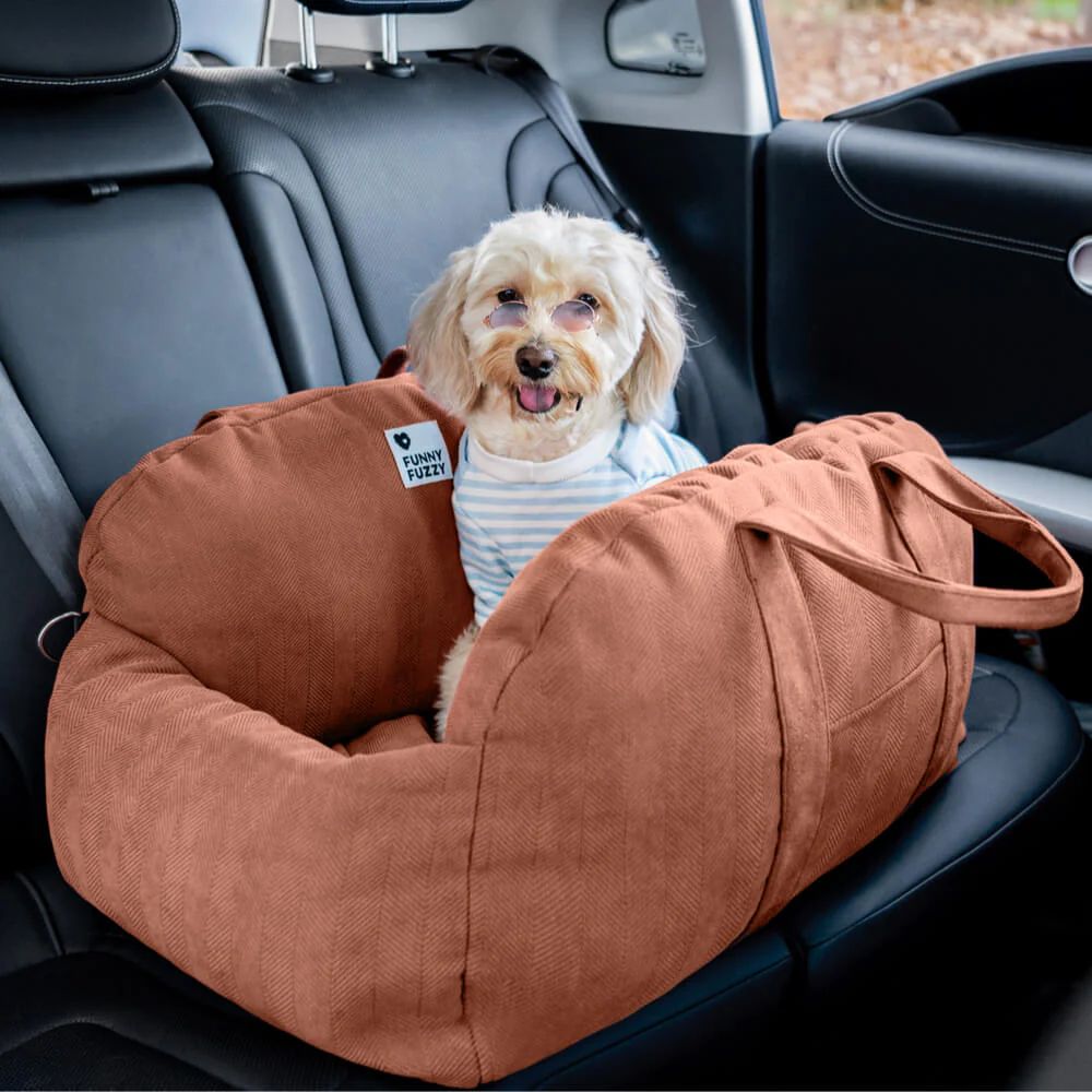 Siège de voiture sécuritaire pour chien à chevrons – Image 3