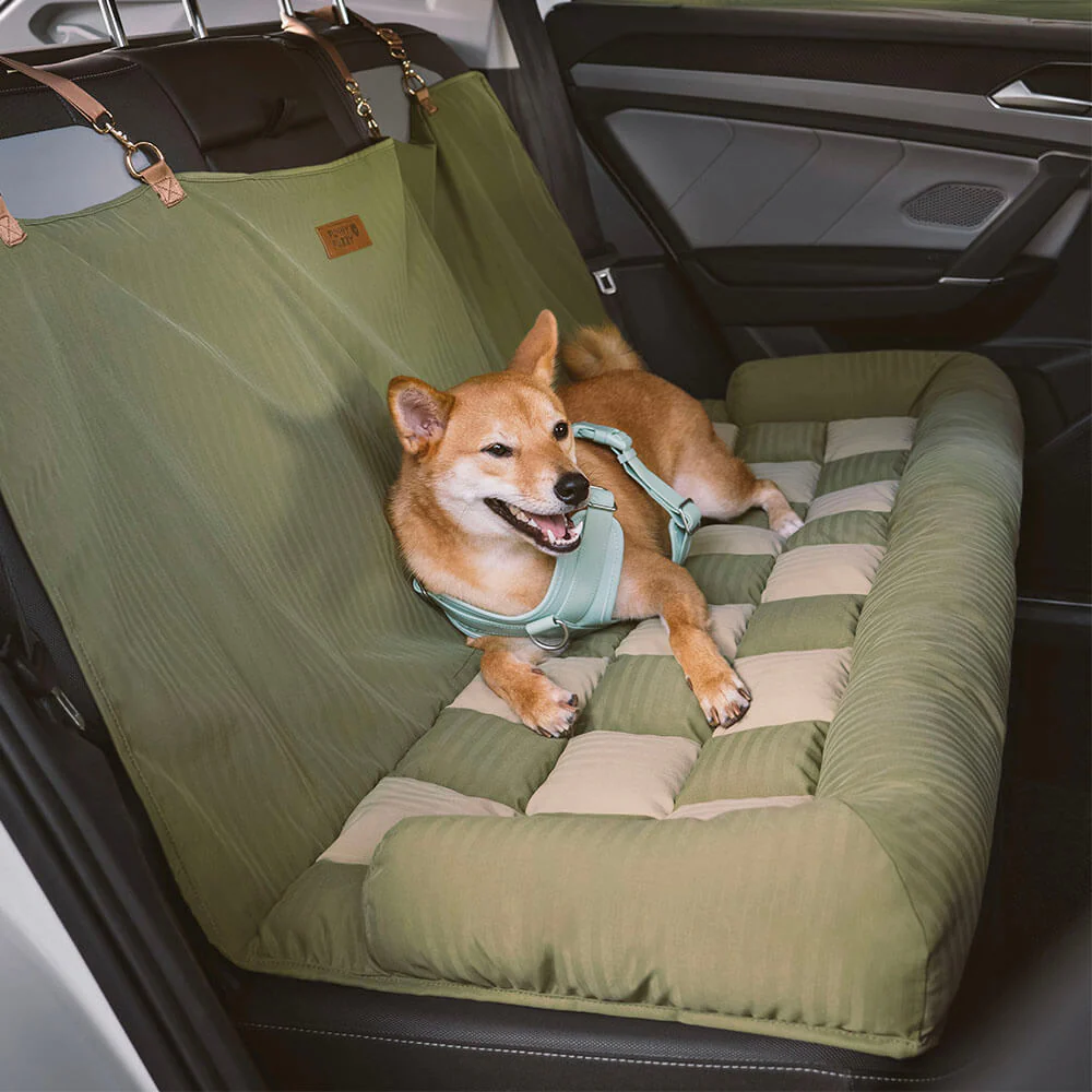 Siège Auto Sécurisé pour Chien Grande Taille avec Repose-Tête - Style Échiquier – Image 6