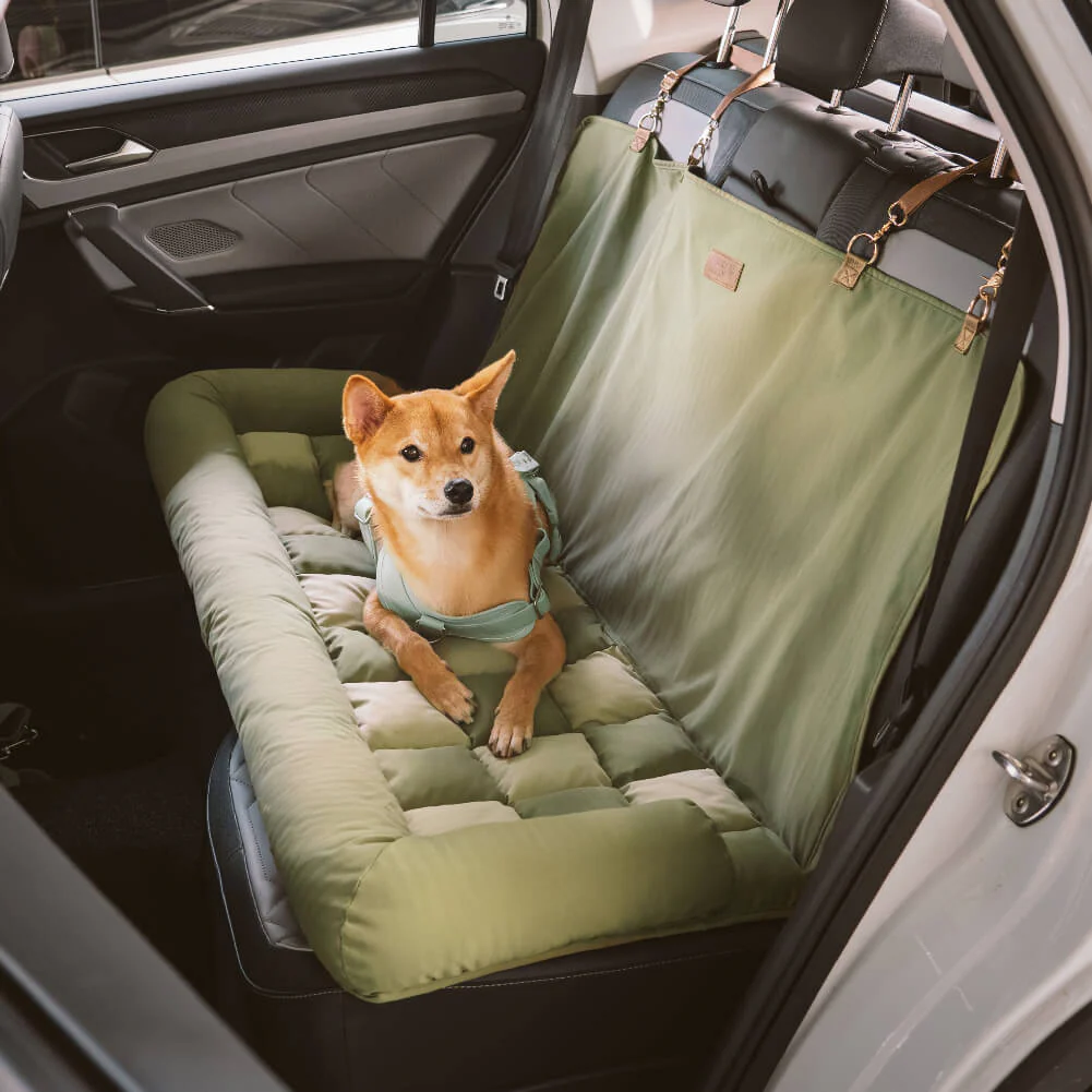 Siège Auto Sécurisé pour Chien Grande Taille avec Repose-Tête - Style Échiquier – Image 2