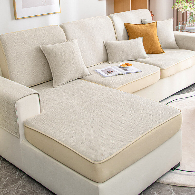 Housse de canapé universelle extensible en chenille à chevrons – Image 5